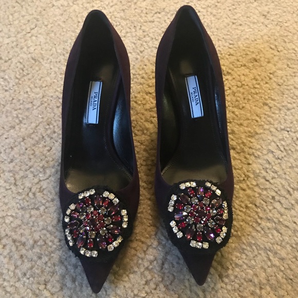 Prada suede crystal embellished pumps - Picture 1 of 8